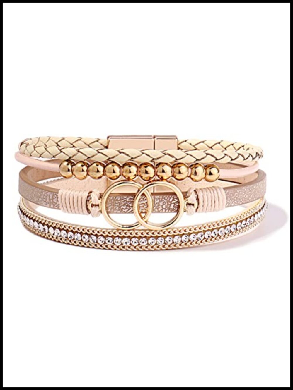 Boho Leather Wrap Bracelet Set with Infinity Charm